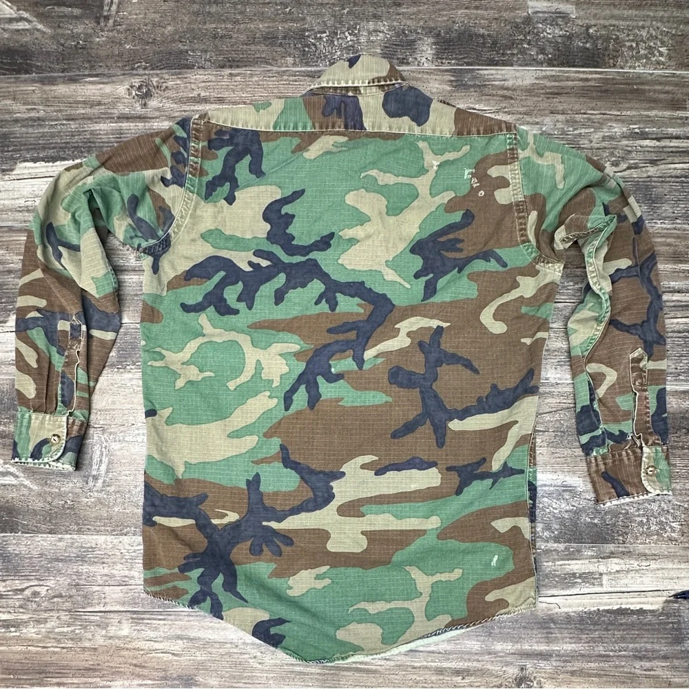 Vintage LL Bean Camo Ripstop Field Shirt Mens Medium Tall Outdoor Distressed